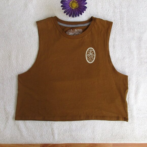 VOLCOM Crop Top Size Medium Sleeveless Graphic Muscle Tee - Picture 10 of 12